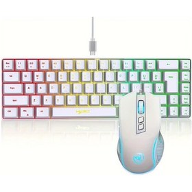Resim Cloud011 Hxsj 68 Tuşlu Renkli Aydınlatmalı Usb Kablolu Oyuncu Klavye Ve Mouse Seti Beyaz Diğer 