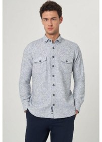 Resim Bisse Erkek Regular Fit Uzun Kollu Flanel Gömlek Mavi Gm23y231072 D35 Mavi 