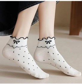 Resim Shopiolog Sevimli Marul Desenli Bilek Çorabı Desen5 Siyah - Beyaz 