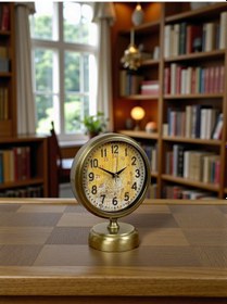 Resim Plentiful Antique Touch 25x20 Eskitme Metal Masa Saati Sarı 