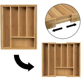 Resim Çekmece İçi Açılır Bambu Kaşıklık Organizer-genişleyebilen Premium Dayanıklı 35x25 Cm Ksk3525 Kahverengi 