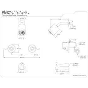 Resim Kb8242nfl Nuwave Fransız Çift Kulplu Küvet Ve Duş Bataryası, Cilalı Pirinç Açık Mavi 