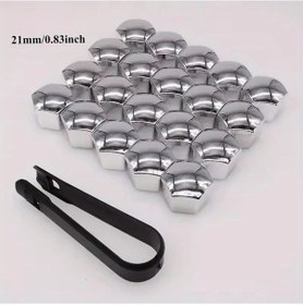 Resim Hightower 21mm 20 Adet Gümüş Kaplama Jant Somun Kapakları Koruma Toz Geçirmez 