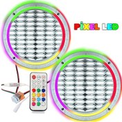 Resim Pixel Ledli 16cm Hoparlör Kapak Gümüş 2 Adet Poke Pk-6297 