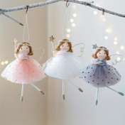 Resim 1 Adet Şık Peri Melek Süsü - Asma Halkalı, Pastel Pembe/Beyaz/Gri, Pil Gerektirmez, Hafif Noel Ağacı, Ev, Doğum Günü Partisi Dekoru - Düğünler, Kreş, Butik Sergiler İçin Yıl Boyu Dekorasyon, Simli Kanat Detayları, Tül Etek Detayı, Noel Süslemesi 