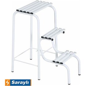 Resim Saraylı 3 Basamaklı Tabureli Merdiven Katlanır Metal Ev Merdiveni 