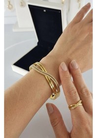 Resim Sonsuzluk Kelepçe Yüzük 316l Çelik Takı Seti Gümüş - Rose Gold 