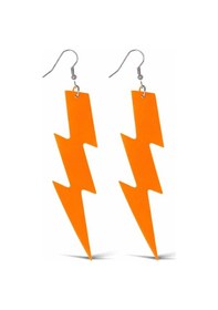 Resim Mey İthalat 80 Ler 90&amp 39 Lar Retro Neon Turuncu Şimşek Küpe 10 Cm 