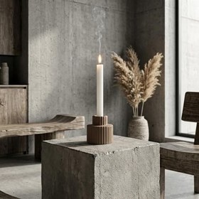 Resim Corpo Şamdan | Heykelsi Formlu Kahverengi Modern Dekoratif Mumluk | Salon & Masa Üstü Aksesuar 