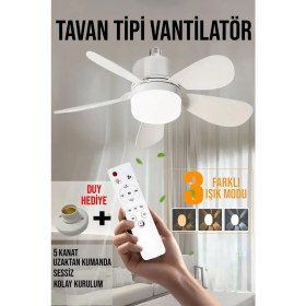 Resim PremiumPort Sessiz LED Işıklı Çok Fonksiyonlu Kolay Kurulum Tavan Vantilatörü Duy Hediyeli 