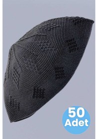 Resim Tezzgelsin 50'li Dokuma Örgü Desenli Takke Kaliteli Namaz Takkesi Siyah 