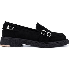 Resim Tamer Tanca Kadın Hakiki Deri Siyah Süet Loafer Ayakkabı 1061 5135 Bn Ayk Sk25-26 Sıyah Suet SIYAH SUET 