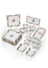 Resim Piatti Naturali 16 Parça 6 Kişilik Bahar Kahvaltı Takımı Handmade Sunum Set Çok Renkli 