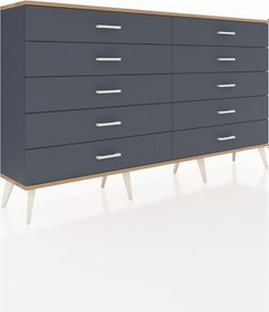 Resim Arges Konsol 10 Çekmeceli 176x30x99 Antrasit-çam/antrasit Antrasit-çam/antrasit 