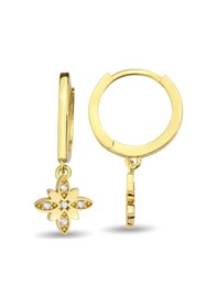 Resim Çiçek Halka Altın Küpe 