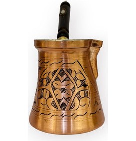 Resim Paşa İşlemeli 6 Kişilik Skoçlu Bakır Cezve 