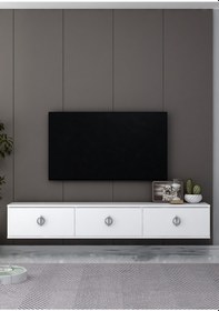 Resim 1381tv180dd-32 Duvara Montaj Tv Sehpası Beyaz - Gümüş 