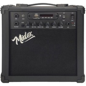 Resim Midex MGA-25BK 25 W USB Bluetooth Şarjlı 2 Girişli Elektro Gitar Amfisi 