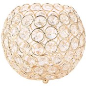 Resim Sones Kristal Küre Şamdan Vazo Yol Kurşun Top Tipi Şamdan Düğün Şamdan Dekorasyonu, Boyut: 80mm Altın 