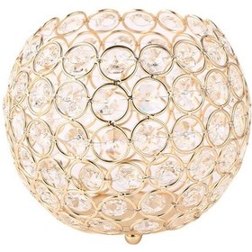 Resim Sones Kristal Küre Şamdan Vazo Yol Kurşun Top Tipi Şamdan Düğün Şamdan Dekorasyonu, Boyut: 80mm Altın 