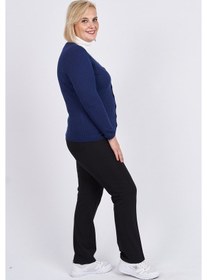 Resim Büşra Triko Kadın Düğmeli V Yaka Hırka 3997258 Indigo Indigo İndigo 