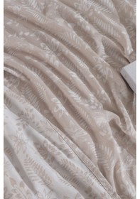 Resim Elart Mokka Keten Görünümlü Çift Kişilik Yatak Örtüsü Pike Seti 