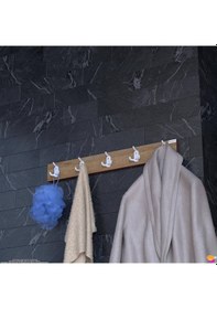 Resim Modilayn Arı Serisi 66,4x9,6 Cm 5' Li Set 15 Kancalı Banyo Askısı Ekstra Düzen Ve Yer Tasarrufu Safir Meşe 