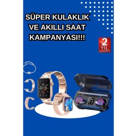 Resim Sb Shopping Kadınlar Için 3 Kordonlu Akıllı Saat ve Dijital Göstergeli Powerbankli Bluetooth Kulaklık Dokunmati 