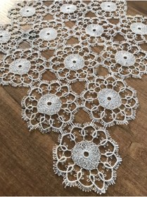 Resim Çeyiz Bahçesi 3 Parça Iğne Oyalı Yatak Odası Takımı Krem 17x25 25x40 Ebatındadır 