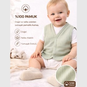 Resim Angeltouch %100 Pamuk Kız Erkek Bebek Yelek Raporlu Basic 