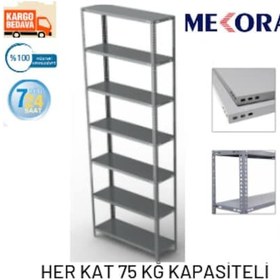 Resim Mekoraf Çelik Raf Sistemi 43X93 2 Metre 7 Raflı Tek Ünite Gri 