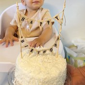Resim 1 adet Bohem Tarzı Doğum Günü Pasta Afişi - Yeniden Kullanılabilir Keten Bayrak "HAPPY BIRTHDAY" Tasarımı ile, Elektrik Gerektirmez, Şenlikli Kutlamalar için Mükemmel, Doğum Günü Partisi Dekoru | Bohem Tarzı Afiş | Halloween, Noel Etkinliği ve Parti Malzemeleri için Keten Afiş 