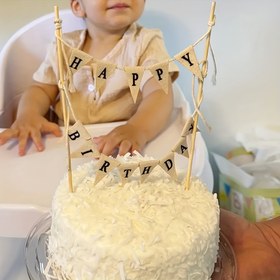 Resim 1 adet Bohem Tarzı Doğum Günü Pasta Afişi - Yeniden Kullanılabilir Keten Bayrak "HAPPY BIRTHDAY" Tasarımı ile, Elektrik Gerektirmez, Şenlikli Kutlamalar için Mükemmel, Doğum Günü Partisi Dekoru | Bohem Tarzı Afiş | Halloween, Noel Etkinliği ve Parti Malzemeleri için Keten Afiş 