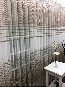 Resim Enine Çizgili Bantlı Spor Tül Perde, 250x260, Sık Pile, 1/3 