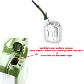 Resim Badem10 King Metal Dayanıklı Benzin Akaryakıt Mazot Taşıma Doldurma Depolama Bidon Bidonu 20 Lt 