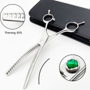 Resim 1 adet Wingsbro 17.78 cm Profesyonel Pet Saç Kesme Makası, Kıvrımlı İnceltme Makası, Paslanmaz Çelik Malzeme, Sağ El, Pet Bakımı için 