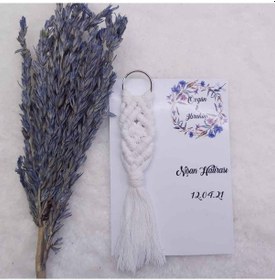 Resim Makrome Anahtarlık - Altında Kağıtlı Nikah Şekeri(20 Adet) 