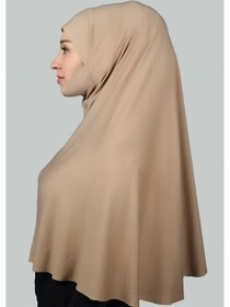 Resim Altobeh Hazır Türban Peçeli Pratik Eşarp Tesettür Nikaplı Hijab - Namaz Örtüsü Sufle 3xl - Koyu Bej Koyu Bej 
