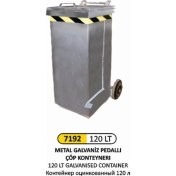 Resim Arı Metal Galvaniz Konteyner 120 Litre Pedallı 