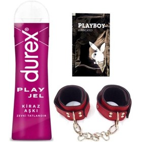 Resim Durex Kiraz Aşkı 50 Ml Jel + Kırmızı Deri El Kelepçesi + Hediye 