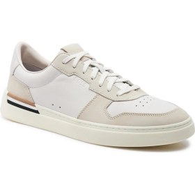 Resim Boss Erkek Marka Logolu Bağcıklı Kaydırmaz Tabanlı Günlük Beyaz-Bej Sneaker 50517303-120 