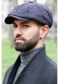 Resim Bay Şapkacı Erkek Peaky Blinders Ingiliz Driver Kasket Çizgili Lacivert 7404-Standart-Lacivert 