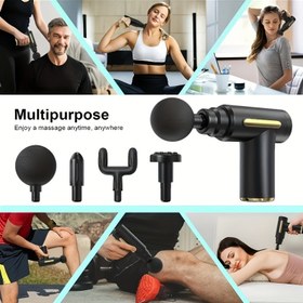Resim 6 Parça Set, USB Şarj Edilebilir Pil, 4 Değiştirilebilir Başlık, Hız Kontrolü ve Ergonomik Tasarım - Boyun, Sırt ve Kas Gevşetme için Mükemmel Ultra Sessiz Güçlü Taşınabilir Masaj Tabancası 