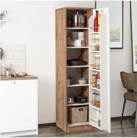 Resim Evistro Kiler Dolabı Tek Kapaklı 165 Derece Açılır Kapak Çok Amaçlı Mutfak Dolabı Beyaz-Atlantik Çam 