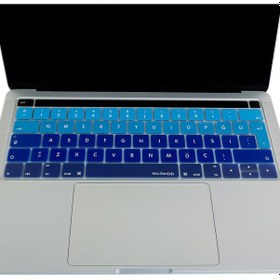 Resim Macbook Pro Klavye Koruyucu Türkçe Q 13inç A1706 A1989 A2159-15inç A1707 A1990 İle Uyumlu Ombre Lacivert Mavi 