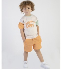 Resim Harika Kids Erkek Çocuk Happy Day Baskılı Kısa Kollu Şortlu Basic Alt Üst Takım 001 