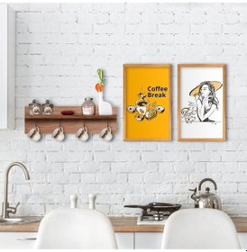 Resim Bk Home Doğal Ahşap Raflı Dekoratif Fincan Askılığı Ve 2’Li Mutfa (551038210) 