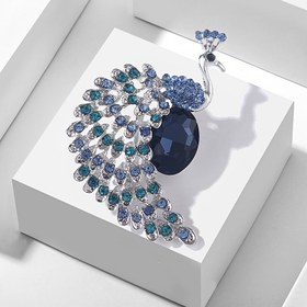 Resim Vintage Kristal Kuğu Broş Pin - Parlayan Rhinestones ile Zarif Alaşım, Mavi Yeşil Emaill, Moda Aksesuarları ve Kadın Giyim için Mükemmel 