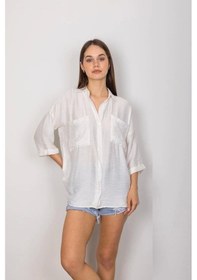 Resim Cepli Salaş Gömlek T1010 Beyaz 