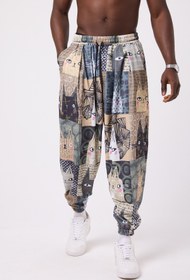 Resim Superbluemexico Unisex Sokak Tarzı Baskılı Bürümcük Spor Şalvar Pantolon 